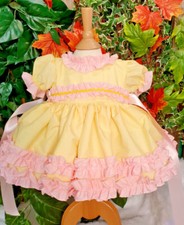 DREAM 0-7 years BABY GIRLS Easter lemon and pink ruffles twirly lined dress