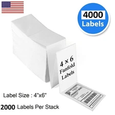 4000 Fanfold Direct Thermal Shipping Labels 4x6 Perforated  for Zebra & Rollo