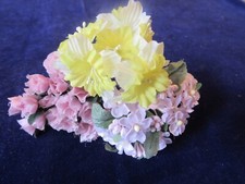 Vtg Craft Millinery Flower Collection Pink Yell 1/2-1 1/2" Sm Blooms Korea H5200