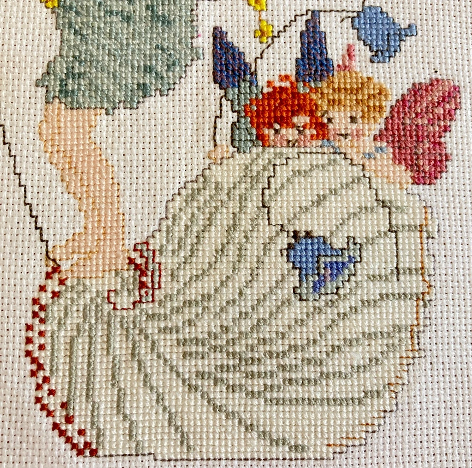 Fairies & Bluebells Needlepoint  Partially Worked t On Aida Cloth  29.5 x 23cm - Image 4 of 4