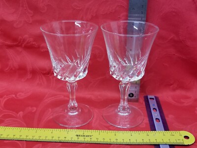 2 Swirl LUMINARC VERRERIE D'ARQUES FRANCE Cordial Wine Water CRYSTAL Glasses