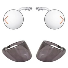 Universal Curved Arm 4 Concave Peep Outside View Door Led Mirrors Smoked Visors