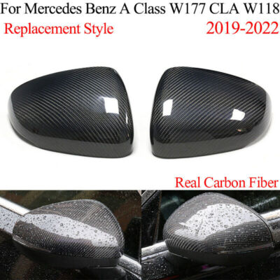 For Mercedes-Benz A Class W177 CLA W118 Carbon Fiber Side Mirror Cover Replace