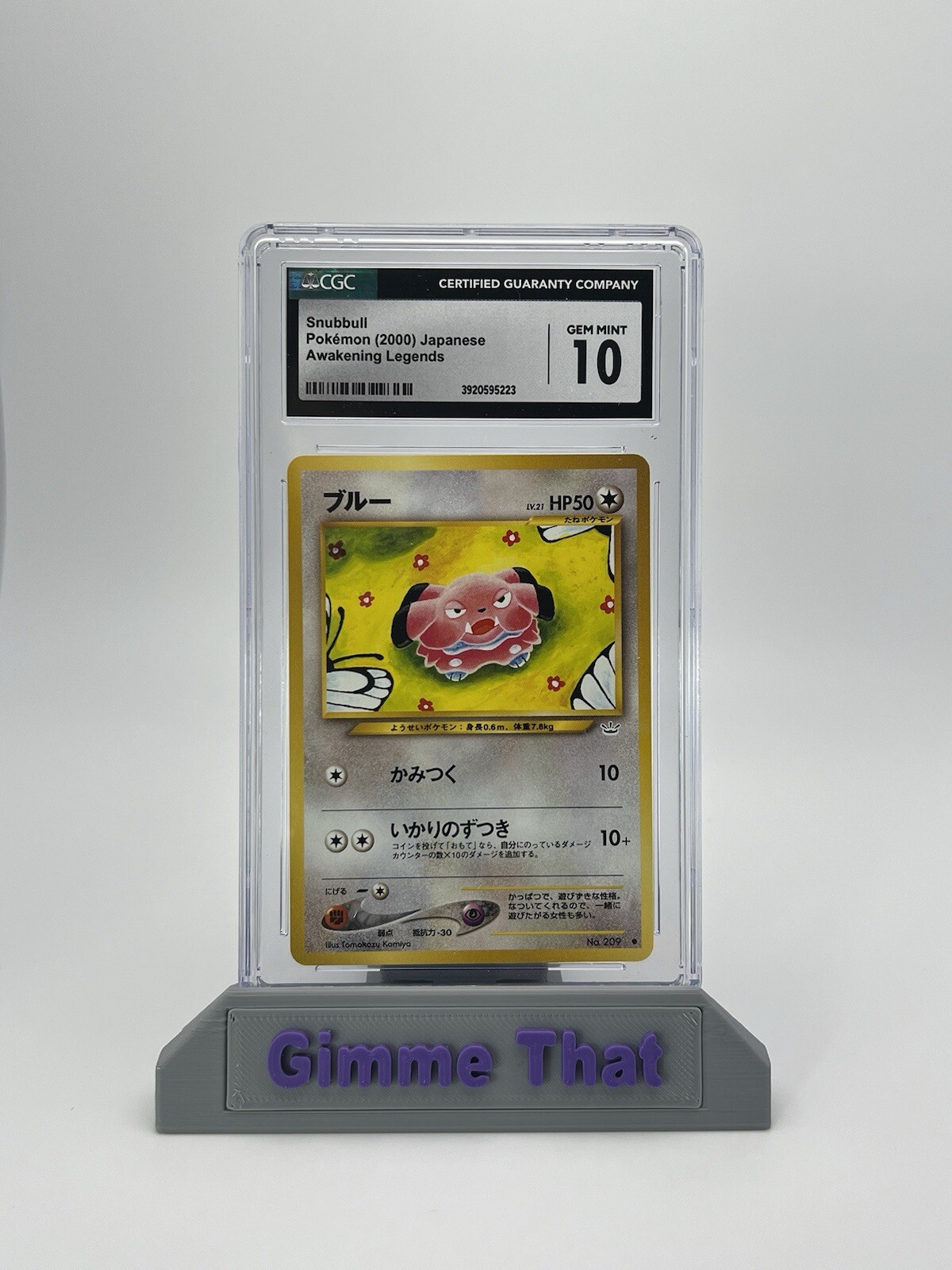 Snubbull No. 209 Pokemon Japanese 2000 Awakening Legends CGC Gem Mint 10 TCG