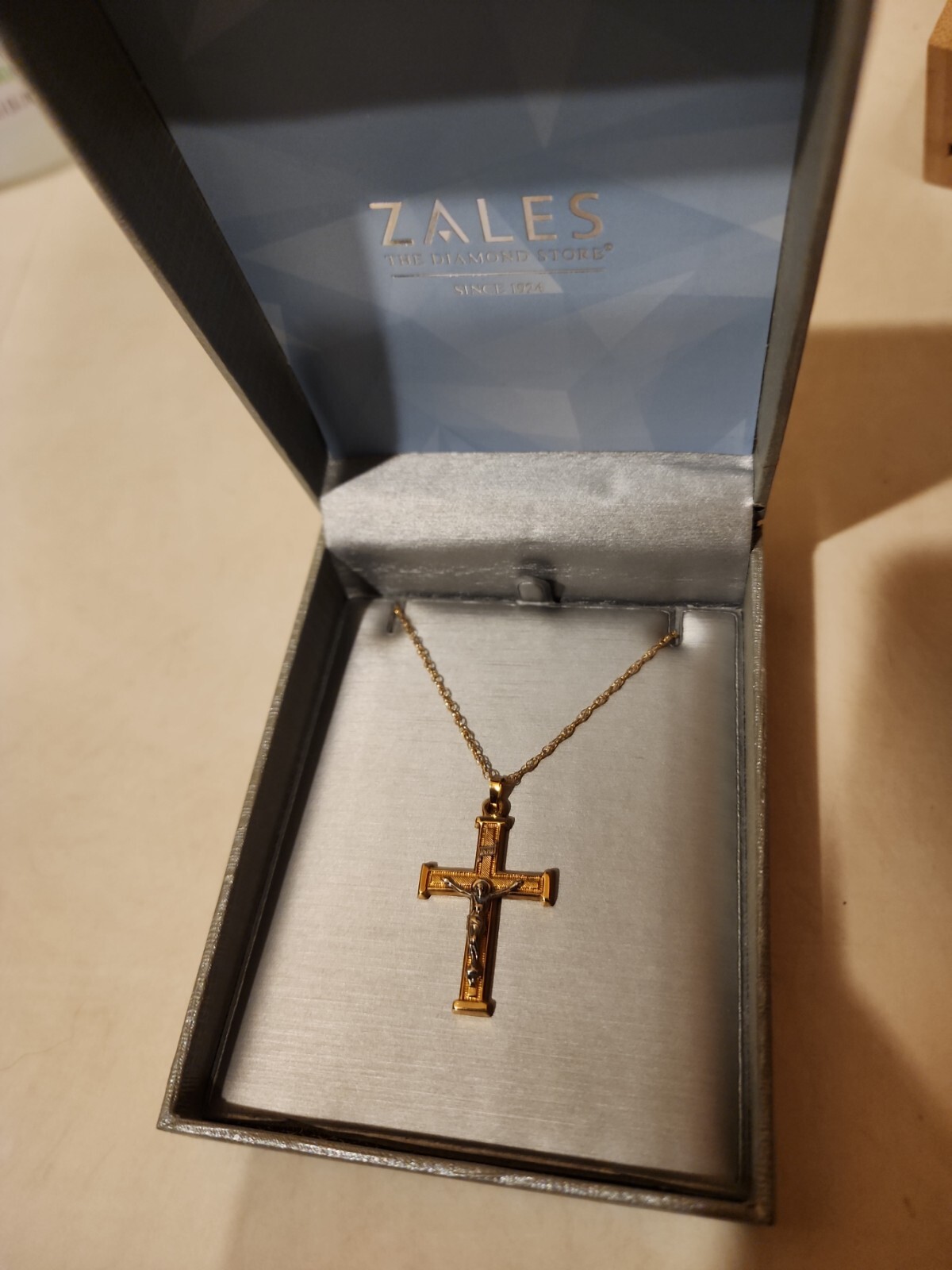 Gold/White Textured Crucifix Cross - ZALES - BRAND NEW