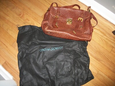 CYNTHIA ROWLEY SHOULDER/SATCHEL BAG PURSE OSTRICH EMBOSSED LEATHER W/DUST COVER