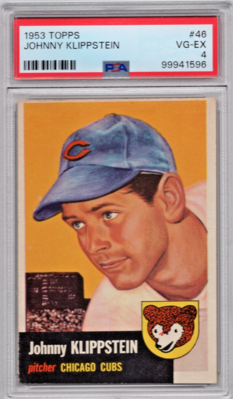 1953 Topps #46 Johnny Klippstein PSA 4 Chicago Cubs 3730