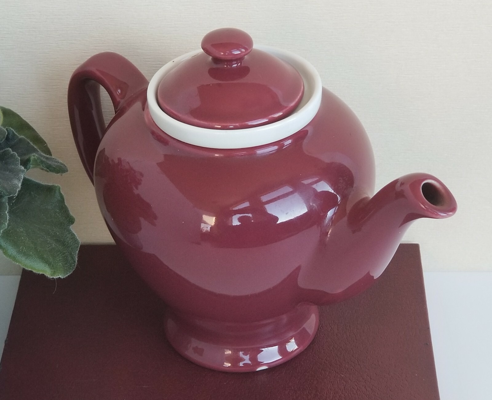 Vintage McCormick Teapot Hall Pottery Burgundy w/ Infuser Made in Baltimore USA eBay