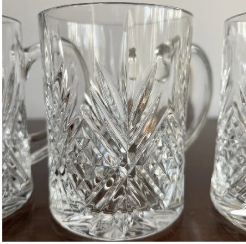 CRISTAL D'ARQUES-DURAND Mallory Pattern Glass Coffee Mugs Cups Set of 4 - Picture 7 of 10