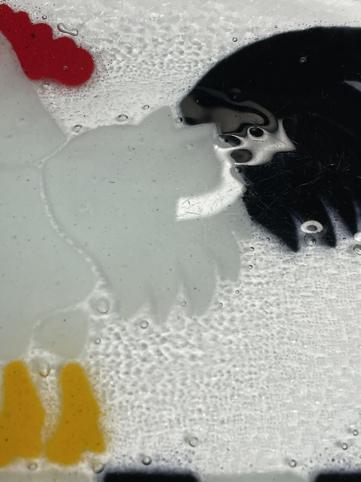 Peggy Karr Signed Fused Art Glass Rooster Checkered  7.75” Plate Mackenzie Style