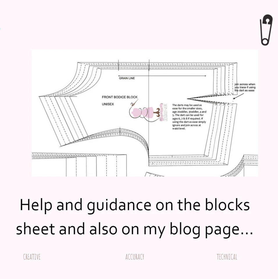 CHILD BLOCK PATTERNS- BODICE& SLEEVE, TROUSERS & SKIRT-AGE 2 - 8 YEARS - SLOPER - Image 4 of 4