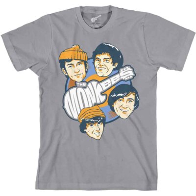 T-shirt The Monkees Vinyl Heads - Produit Officiel, Couleur Gris, Coupe Unisexe - Cadeau Fan Musique