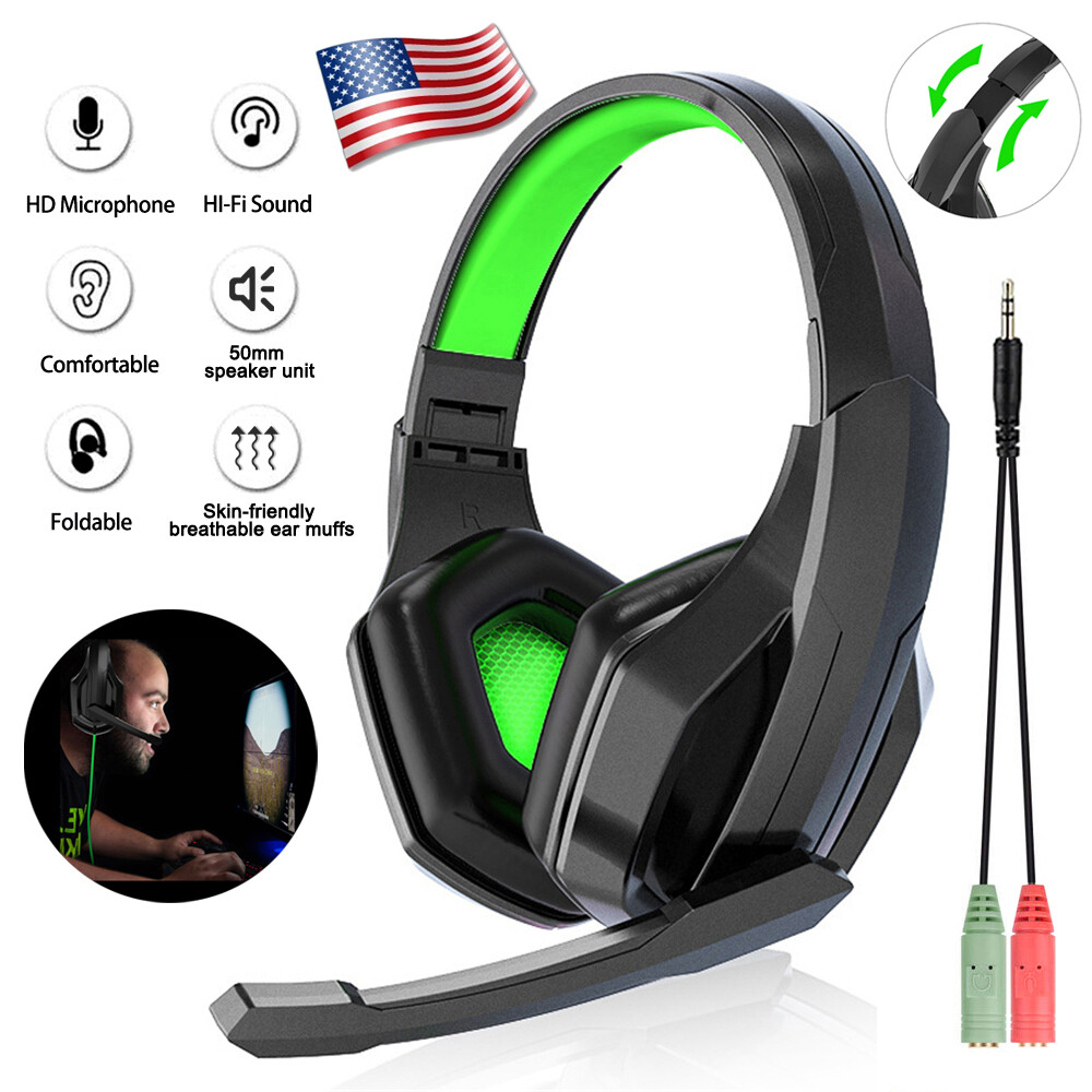 Gaming Headset Mic Headphones Stereo Bass Surround 3.5mm for PS5 PS4 PC Xbox One-image