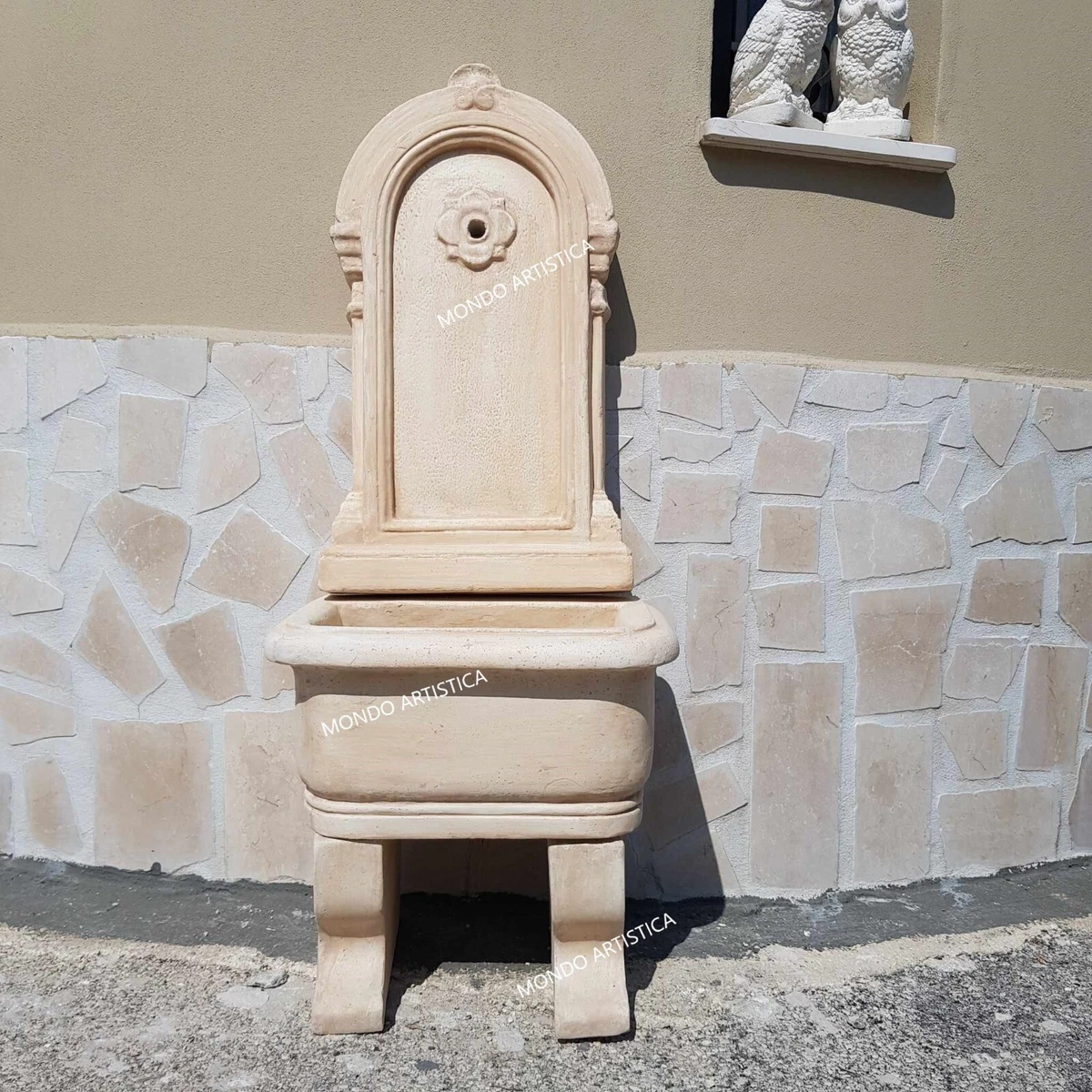 MONGARDI Lavandino pilozzo a muro da esterno 50x35x24, colore CEMENTO