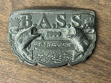 Vintage B.A.S.S. Bass Anglers Sportmans Society Belt Buckle 1990