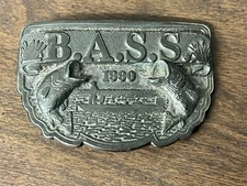 Vintage B.A.S.S. Bass Anglers Sportmans Society Belt Buckle 1990 