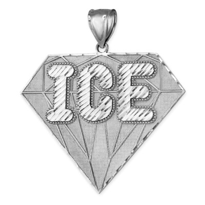 Sterling Silver ICE Bling Diamond-shape Hip-Hop Pendant