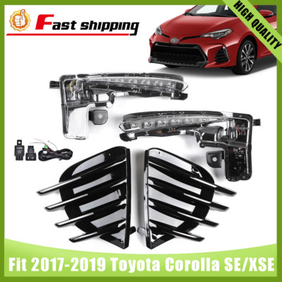LED DRL Daytime Running Fog Light Lamps Fit 2017 2018 2019 Toyota Corolla SE XSE