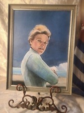 Vintage oil on Board Portrait of Woman Posing 