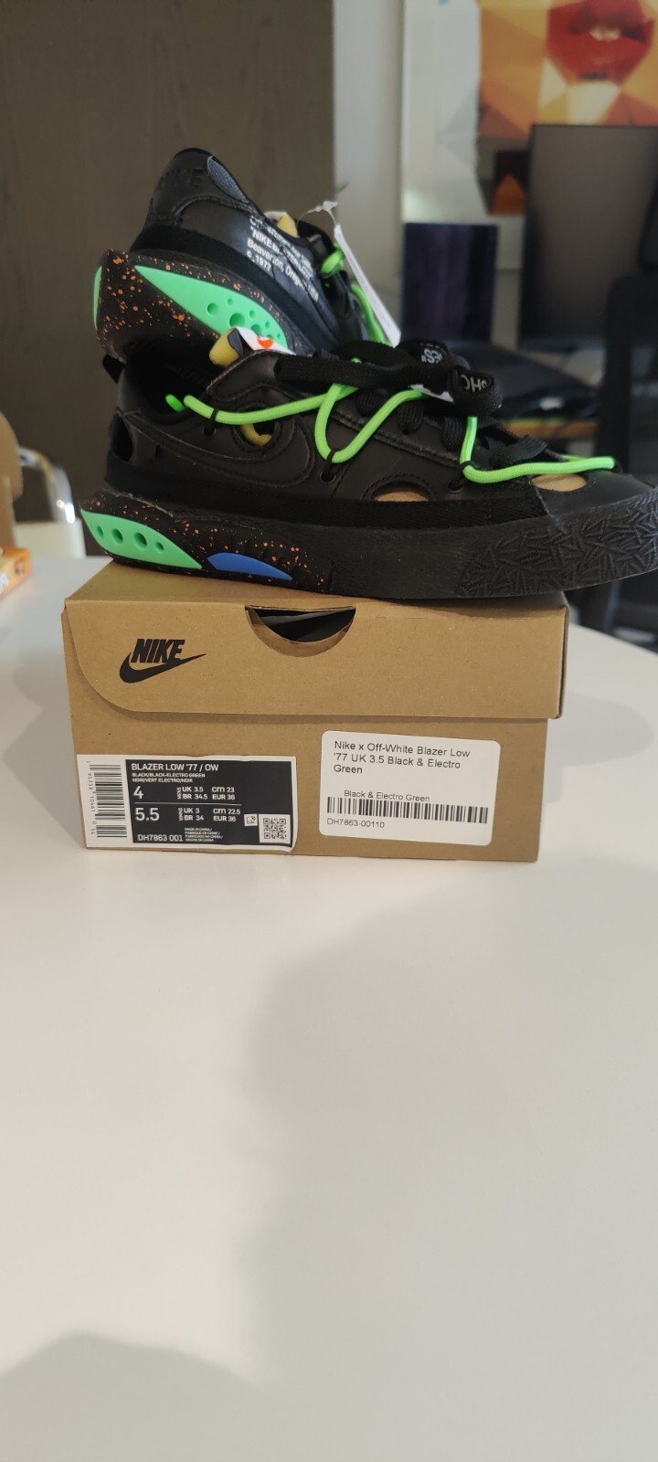 OFF WHITE X NIKE Nike Blazer Low x Off White Black Size UK 3.5 (M) UK 4.5 (WMNS)