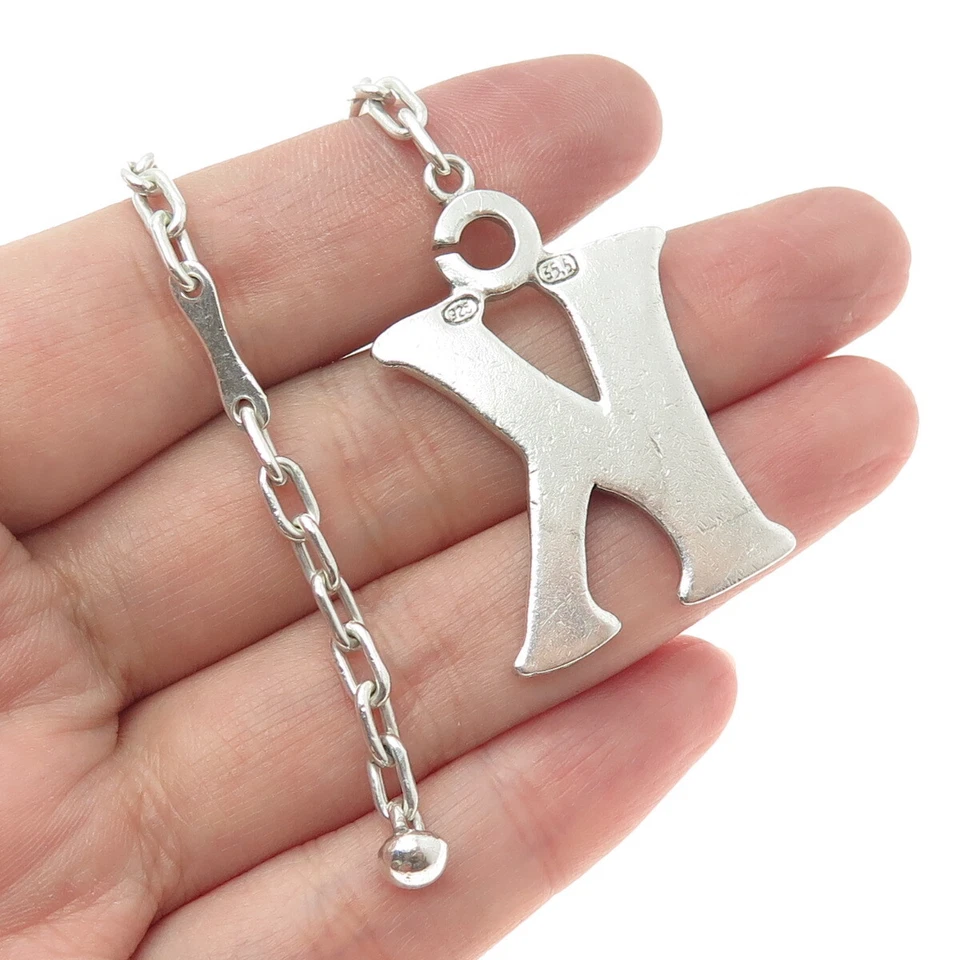 925 Sterling Silver Vintage Letter "K" Initial Key Fob Chain - Image 2 of 4