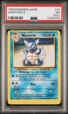 1999 wartortle pokemon card 1/1 Wartortle One-of-One ERROR OFF CENTER MISCUT MC 1999 Base Set Pokemon  PSA 7