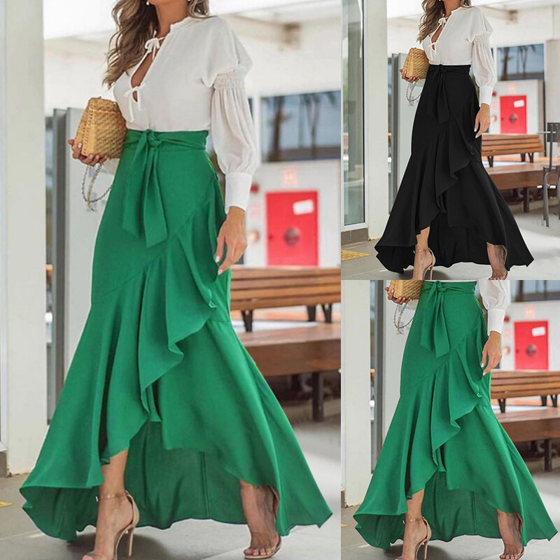 スカート High-Waist Tiered Long Skirt High-Waist Tiered Long Skirt