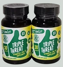Lot of 2 FlavCity Triple Threat/Vitamin D 3-in-1 Dietary Supp - 30ct  ea - 6/26