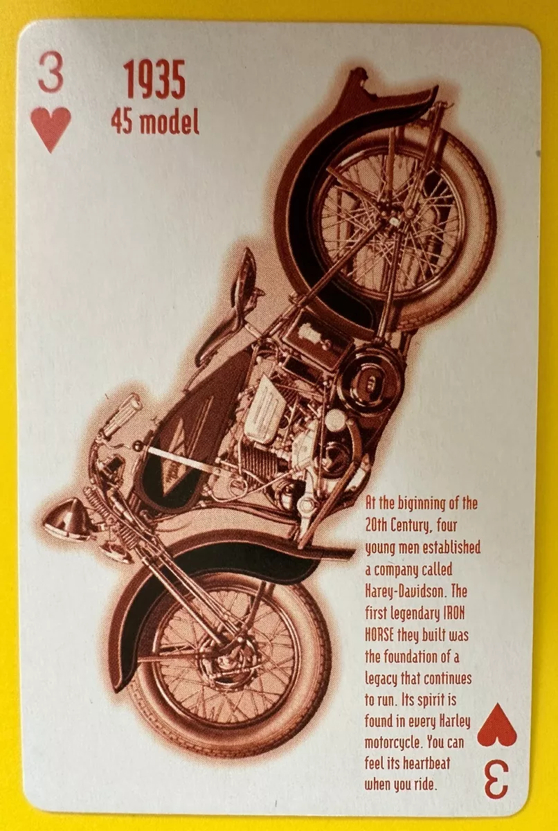1935 45 model Harley Davidson History Card Motorcycles bike