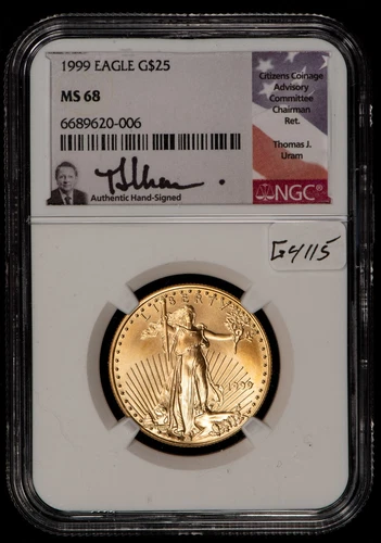 1999 G$25 1/2 oz Gold American Eagle - Thomas Uram - NGC MS 68 - SKU-G4115