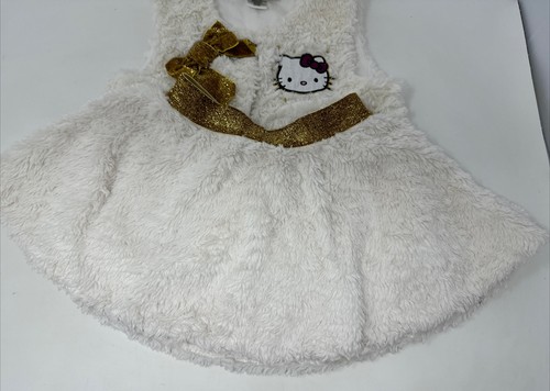 Hello Kitty Faux Fur Skirt & Vest White and Gold 5 5t Glitter Party Outfit - Picture 4 of 11