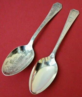 2 Chicago 1933 World's Fair Century of Progress Silver Souvenir Spoons