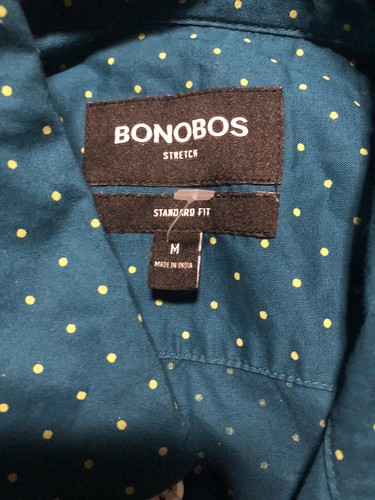 Bonobos Shirt Mens M Blue Polka Dot Short Sleeve Button Down Stretch Tailored - Picture 2 of 3