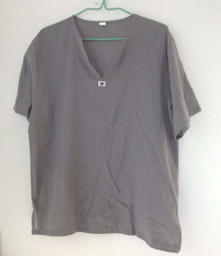 Camiseta informal para hombre 100 % algodón tailandesa hippie boho cuello en V playa yoga - Imagen 7 de 17