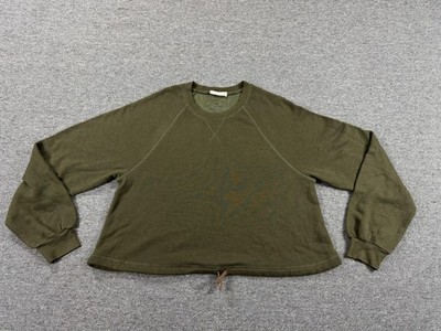 Ulla Johnson Sweatshirt Womens Medium Green Terry Raglan Pullover Drawstring