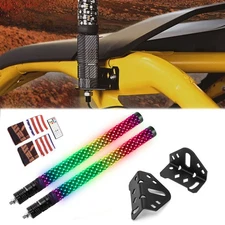 2x 2FT Fat RGB LED Spiral Whip Light Mounts Kit For Can Am Maverick R 2024-2025