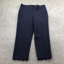 Talbots Pants Womens 4P Petite Blue Chatham Crop Slim Leg Scallop Hem Dress Work