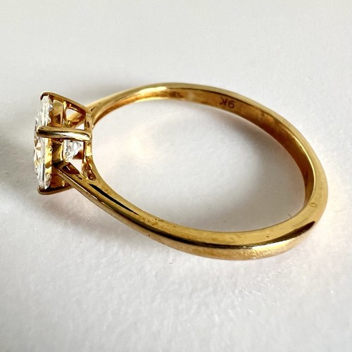 9ct Yellow Gold Cubic Zirconia Ring Solitaire Vintage Hallmark 9K 375 Size P - Picture 7 of 24