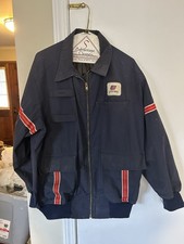 Vintage United Airlines Jacket Mens Size 44 Navy Blue Striped Workwear 60s 70s