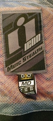 Men's Medium ICON Merc Stealth Textile Mesh CE Armored Motorcycle