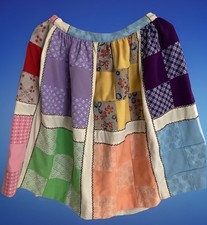 Vtg 60 / 70s Patchwork Mini Skirt, Handmade , Quilted, Bohemian, Rare Find