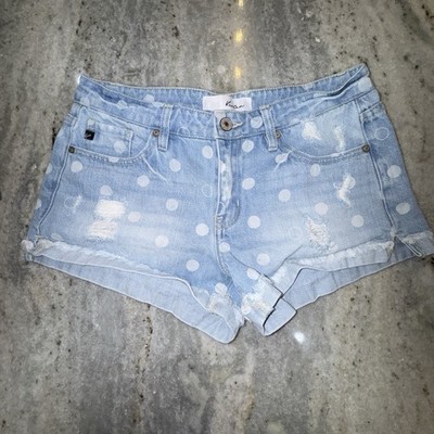 KanCan Medium Women s 30  Denim Jean Shorts Polka Dot Cut Off Shortie Beach