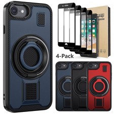 For Apple iPhone 6, 6s, 7, 8 Case Ring Holder Protective Cover / Tempered Glass