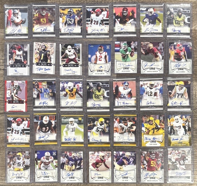 Leaf Autograph Football Card Lot (35 Cards) Good Condition Shipped In Toploaders