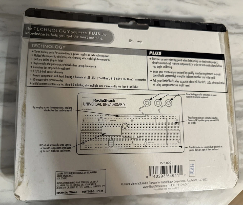 276-001 - BREADBOARD 2 STRIP 2.5X6.75IN 840 HOLES AND BINDING POST - Image 3 of 4