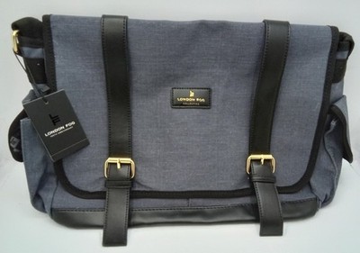 NWT London Fog Denim Canvas Messenger Bag