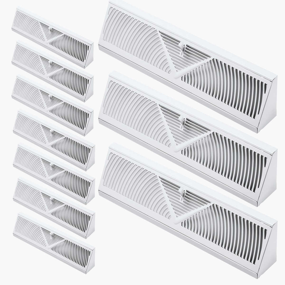 Sierra Grates 4x10 Steel Floor Register – Contemporary Design, Glacier White Finish, Heavy-Duty With Adjustable Damper, For Floor Vent Covers
