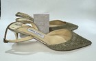 Jimmy Choo  Italian  Slingback Glitter Pumps Buckle  Closure Size 39.5 US 9