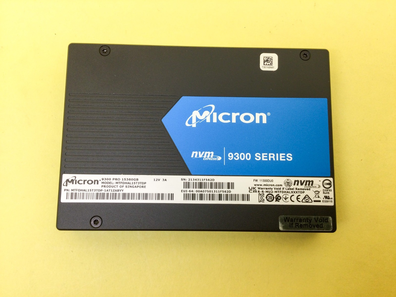 Micron 9300 Pro Series 15.36TB PCIe 3.0 NVMe 2.5'' U.2 SSD MTFDHAL15T3TDP. Available Now for $1650.00