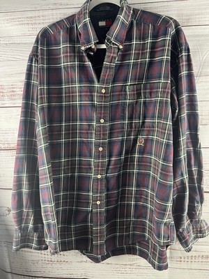 Tommy Hilfiger Shirt Mens Large Plaid Multicolor Casual Button Up Long Sleeve